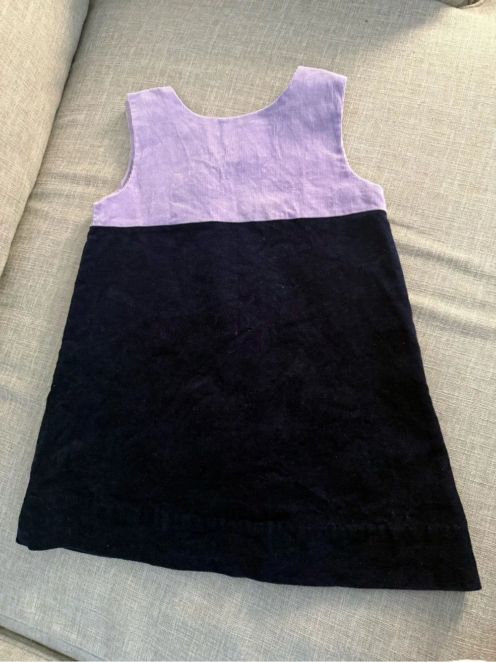 The Beaufort Bonnet Company Lavender and Navy Corduroy Jumper Dress